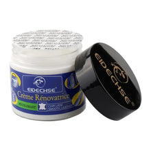 Load image into Gallery viewer, Leather repair cream for smooth leather with open lid, rejuvenating and recoloring functionality.
