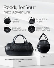 Charger l'image dans la galerie, Genuine Leather Travel Duffel Bag – Shoe Compartment, Hidden AirTag Pocket
