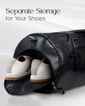 Charger l'image dans la galerie, Genuine Leather Travel Duffel Bag – Shoe Compartment, Hidden AirTag Pocket
