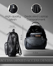 Charger l'image dans la galerie, Genuine Leather Backpack – Fits 15.6" Laptop, Hidden AirTag Pocket

