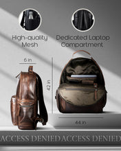 Charger l'image dans la galerie, Genuine Leather Backpack – Fits 15.6" Laptop, Hidden AirTag Pocket

