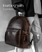 Charger l'image dans la galerie, Genuine Leather Backpack – Fits 15.6" Laptop, Hidden AirTag Pocket
