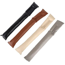 Load image into Gallery viewer, PU leather seat gap fillers in black, brown, beige, and gray, designed to prevent items from slipping between car seats and console.
