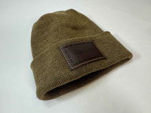 Charger l&#39;image dans la galerie, Haakwear Cleveland H Stitch Cuffed Beanie - Made in USA Hats (Limited Edition) - Brown / Green Fusion on a white background
