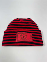 Charger l&#39;image dans la galerie, Haakwear Texas H Stitch Cuffed Beanie &quot;We Don&#39;t Call 911&quot;- Made in USA Hats (Limited Edition) - Black / Red RoRo, shown flat
