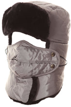 Load image into Gallery viewer, Dab unisex faux fur trooper hat with snap removable face mask, cold weather accessory, one size, velcro chin strap, winter protection.
