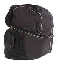 Load image into Gallery viewer, Alex Unisex Ushanka Trapper Hat with Faux Fur and Removable Mask, Black, Side View
