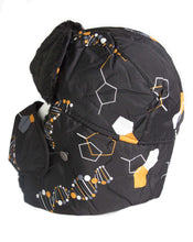 Load image into Gallery viewer, Alex Unisex Ushanka Faux Fur Trapper Hat with Removable Mask, Geometric Design, Black and Orange
