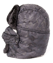 Load image into Gallery viewer, Camouflage Alex unisex faux fur trapper hat with removable mask, windproof and warm for cold weather.
