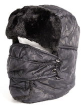 Load image into Gallery viewer, Alex Unisex Ushanka Faux Fur Trapper Hat with Removable Mask, Windproof Polyester, 24-inch Head Circumference, Black
