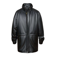 Load image into Gallery viewer, 34&#39;&#39; Raglan Reed Classic Men&#39;s Car Coat in Imported Lamb with Zip-Out Lining, perfect for any style and season. Luxury leather jacket.
