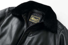 Load image into Gallery viewer, REED Men&#39;s Premium Leather Aviator Bomber Jacket - Classic black design with soft, durable leather, featuring a plush collar.

