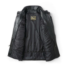 Load image into Gallery viewer, REED 34&#39;&#39; Raglan Men&#39;s Car Coat in Imported Lamb with Zip-Out Lining, classic leather jacket style, black interior view
