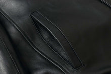 Load image into Gallery viewer, Close-up of REED Men&#39;s Genuine Lambskin Leather Jacket pocket detail, showcasing premium quality and soft texture.
