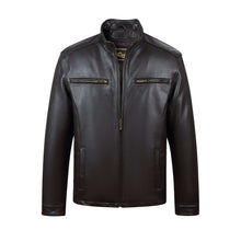 Load image into Gallery viewer, Men&#39;s REED lambskin leather jacket with stand-up collar, imported high-quality coat with zip closure, ideal for winter
