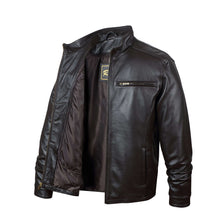 Load image into Gallery viewer, REED Men&#39;s Lambskin Leather Jacket with Stand-Up Collar and Zip-Up Closure, Stylish Winter Coat, 100% Genuine Leather
