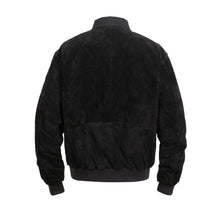 Load image into Gallery viewer, REED Men&#39;s Baseball Suede Leather Jacket - durable, imported suede with satin lining, perfect for fall and spring, classic style back view
