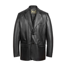 Load image into Gallery viewer, REED Men&#39;s Premium Lambskin Leather Blazer, classic imported jacket, soft durable touch, timeless fashion, ideal for versatile wear.

