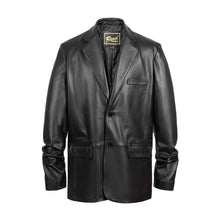 Load image into Gallery viewer, REED Men&#39;s Premium Lambskin Leather Blazer - Black Sports Jacket
