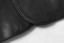 Load image into Gallery viewer, Close-up of REED Men&#39;s Premium Lambskin Leather Blazer showcasing smooth texture and superior craftsmanship.
