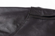 Load image into Gallery viewer, Close-up of REED Men&#39;s Premium Leather Aviator Bomber Jacket showcasing durable imported leather detail.
