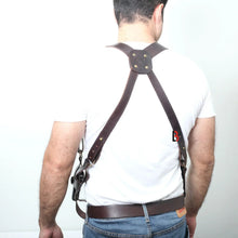 Cargar imagen en el visor de la galería, Handmade Universal Leather Shoulder Concealed Holster Horizontal Carry &amp; Double Mag Pouch
