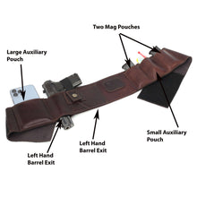 Load image into Gallery viewer, Cowhide Leather BRAVOBELT Belly Band Holster for Concealed Carry - Ambidextrous with auxiliary and mag pouches
