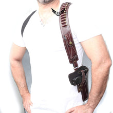 Load image into Gallery viewer, Cowhide Leather Vertical Concealed Holster Right Handers Universal Size shown in use
