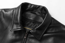 Load image into Gallery viewer, REED Men&#39;s New Zealand Lambskin Leather Jacket in black with zip, showcasing smooth soft-touch finish, imported quality.
