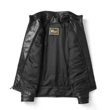 Load image into Gallery viewer, REED Men&#39;s Genuine Lambskin Leather Jacket with Stand-Up Collar, open view showcasing soft interior and premium craftsmanship
