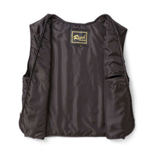 Load image into Gallery viewer, Interior view of REED EST. 1950 Men&#39;s Jacket, genuine lambskin leather with inside pockets, and logo label.
