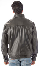 Load image into Gallery viewer, Back view of a man wearing a black WINNERS leather jacket, showcasing its premium quality and stylish design.
