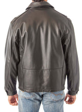 Load image into Gallery viewer, REED Men&#39;s Casual Leather Jacket, union made in Detroit USA, back view, premium naked cow leather, stylish and durable outerwear.
