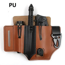 Load image into Gallery viewer, Tactical multi tool belt bag in vegan leather with compartments for various tools, ideal for efficient task management. Imported.

