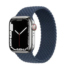 Load image into Gallery viewer, Nylon elastic sport band for Apple Watch in navy blue, compatible with 38mm to 45mm iWatch Series 1-7 and SE.
