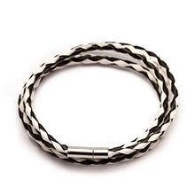 Load image into Gallery viewer, Black and white braided PU leather bracelet with magnetic clasp
