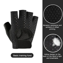 Load image into Gallery viewer, Black fitness sport gloves with anti-skid grip, designed for comfort and protection against blisters during workouts.
