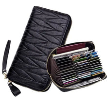 Load image into Gallery viewer, Leather female travel purse with organizer, perfect for cards and essentials, stylish and durable, ideal for chic travel needs.
