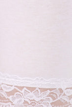 Charger l&#39;image dans la galerie, Close-up of lace trim on white cotton blend stretch bike shorts, showcasing delicate design and soft texture.
