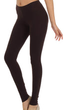 Charger l&#39;image dans la galerie, Cotton blend solid color footless stretch leggings, ideal for yoga or casual wear, made in USA, shown on model.
