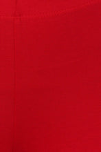 Charger l&#39;image dans la galerie, Close-up of red cotton blend footless stretch leggings fabric, showcasing texture and stitching details.
