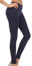 Charger l&#39;image dans la galerie, Cotton blend solid color footless stretch leggings, side view. Ideal for yoga, pilates, and casual wear. Available in US sizes Small to Large.
