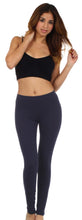 Charger l&#39;image dans la galerie, Woman wearing black cotton blend footless stretch leggings paired with a crop top, ideal for yoga, exercise, or casual wear.
