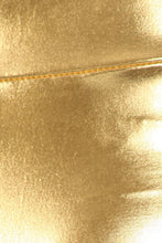 Charger l&#39;image dans la galerie, Close-up of shiny gold metallic high waist leggings fabric texture
