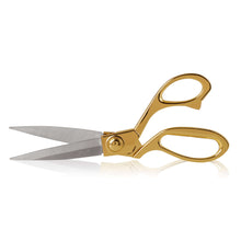 Load image into Gallery viewer, eZthings heavy-duty scissors with gold handles for cutting fabrics and crafts, 12-inch upholstery shears, professional use.
