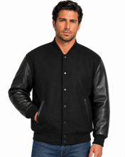 Cargar imagen en el visor de la galería, REED Men's Premium Varsity Leather Wool Jacket, stylish and warm, made in USA
