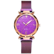 Load image into Gallery viewer, Elegant rose gold and purple women&#39;s watch, blending luxury with modern style, perfect for both casual and formal wear.

