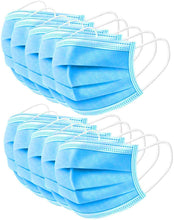 Cargar imagen en el visor de la galería, Multiple blue surgical masks stacked on a white background
