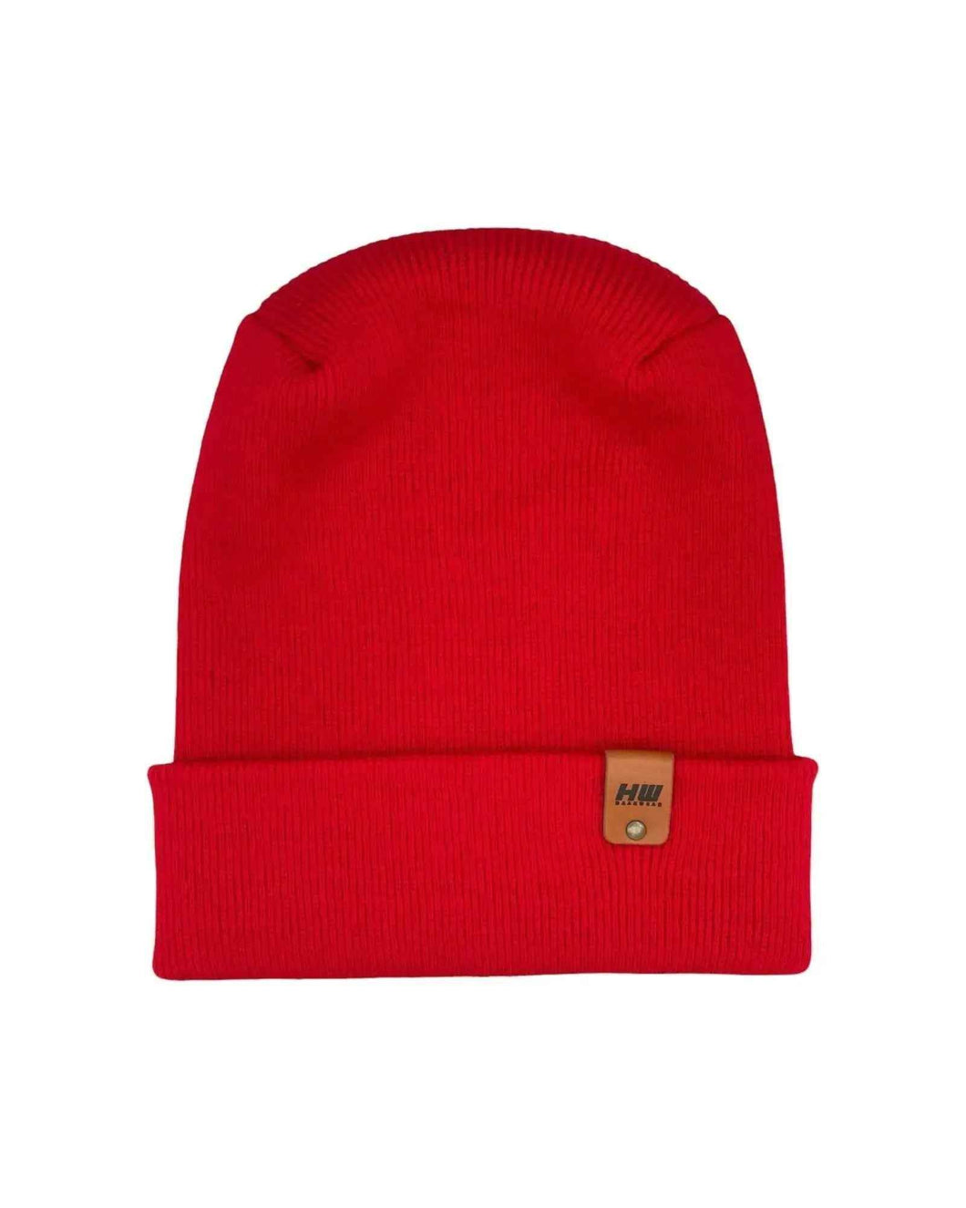 NEW HAAKWEAR H-Stitch Cuffed Beanie - Designed and Made in USA (Patented Design) - Scarlet Red, showcased on a white background