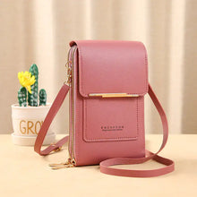 Load image into Gallery viewer, Pink anti-theft leather bag with RFID protection and adjustable strap for Mother&#39;s Day sale.
